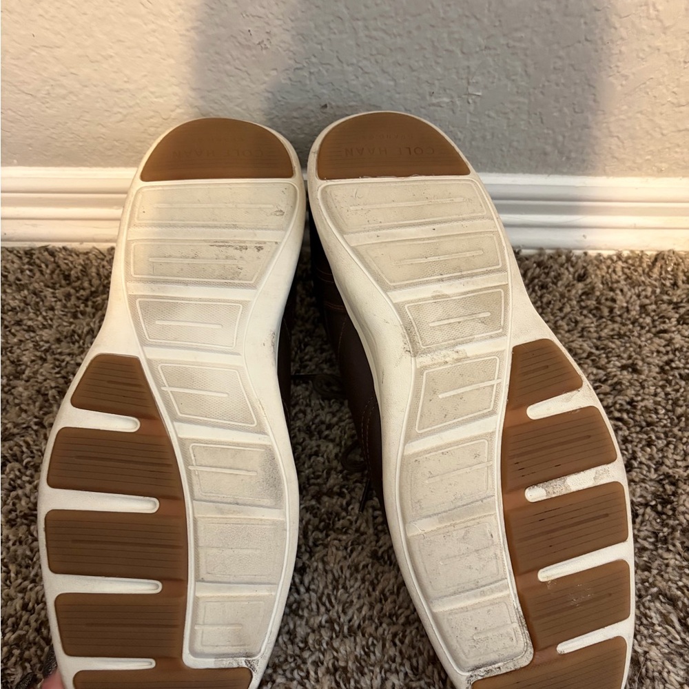 Cole Haan Brown Leather Lace-Up Sneakers with White Soles - Picture 2 of 3